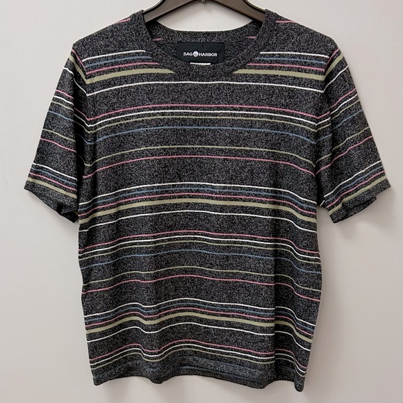 Vintage Sag Harbor Retro Striped Boxy Short Sleeve Tee. Women’s Medium - EUC - Picture 1 of 11